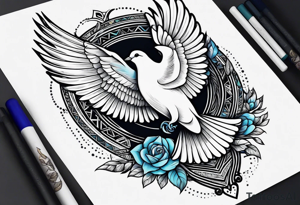 vintage dove tattoo idea