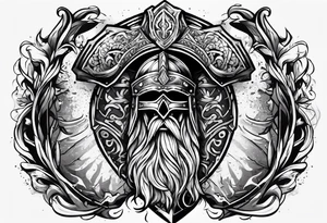 Valhalla sword shield axe armour tattoo idea