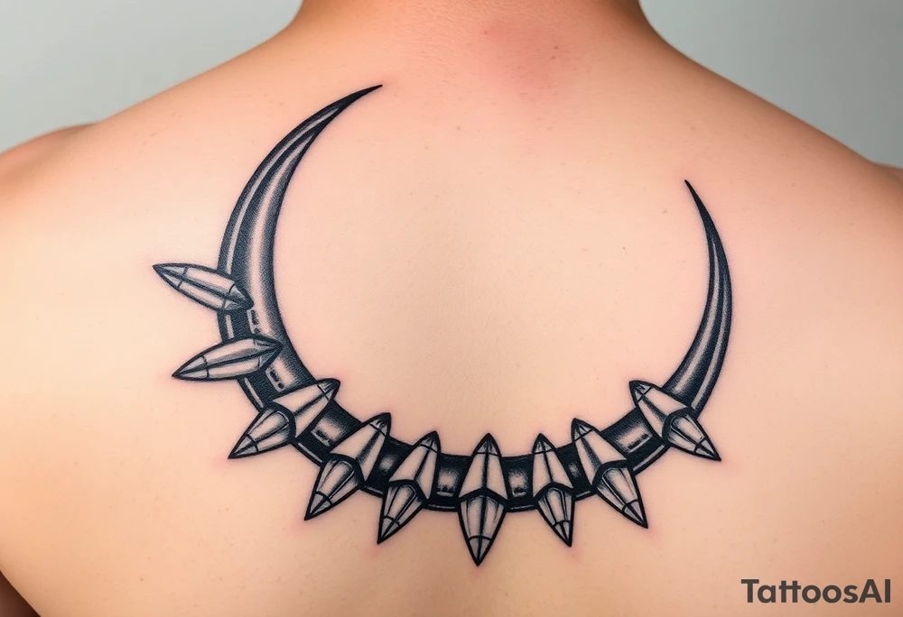 waxing crescent, bullets, music tattoo idea