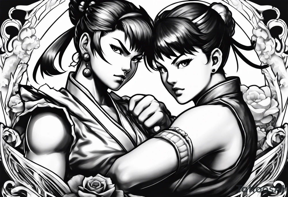 street fighter 3 makoto versus chun li fighting tattoo idea