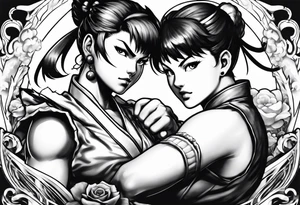 street fighter 3 makoto versus chun li fighting tattoo idea