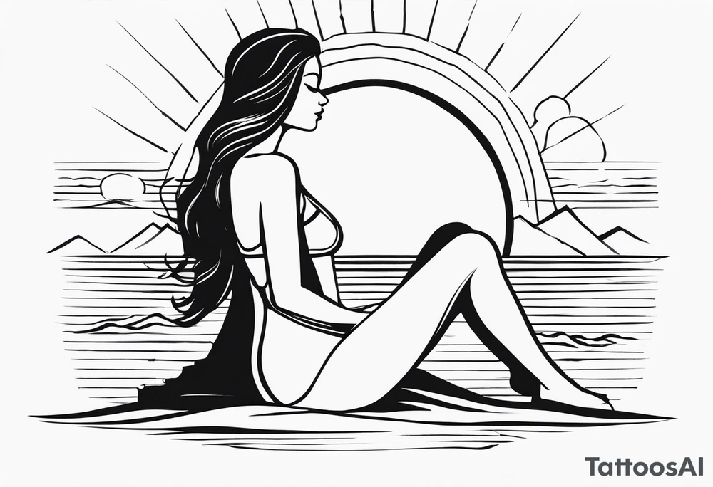 Tiny girl body under sun tattoo idea