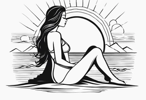 Tiny girl body under sun tattoo idea