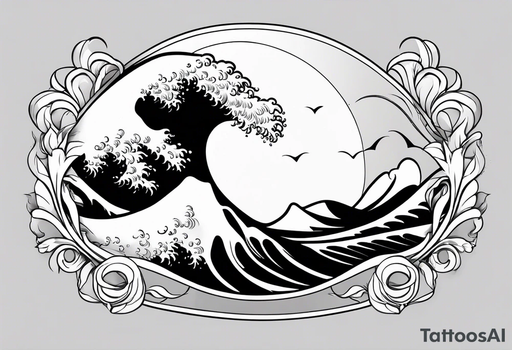 wave in circle tattoo idea