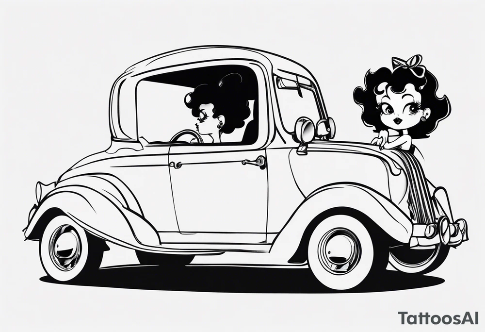 Betty boop riding car tattoo idea