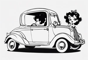 Betty boop riding car tattoo idea