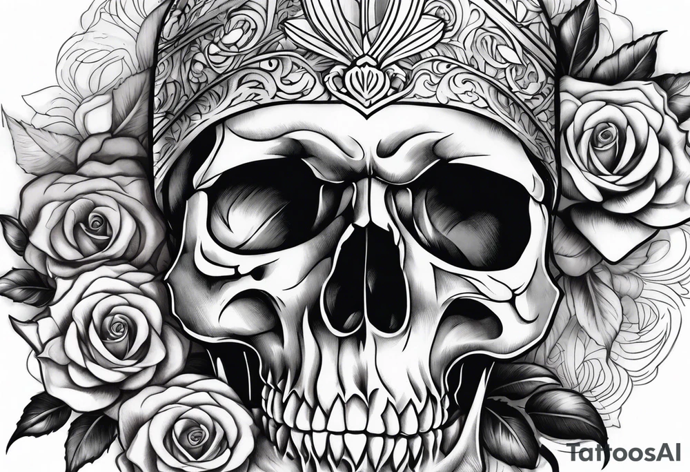 Skull Rose tattoo idea