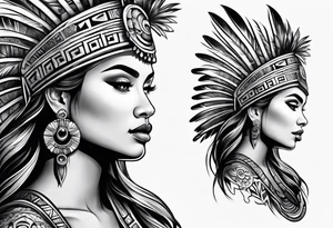 Aztec princess side profile tattoo idea