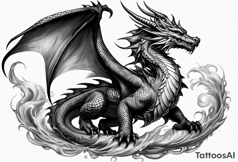 Beautiful female dragon with wings spread tattoo idea Beautiful female dragon with wings spread tattoo idea
