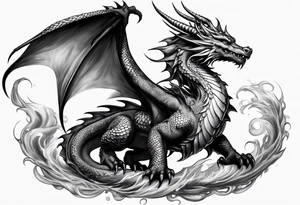 Beautiful female dragon with wings spread tattoo idea