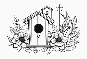 Outline of a birdhouse tattoo idea