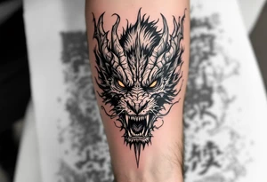 scary big dragon hissing long tattoo idea