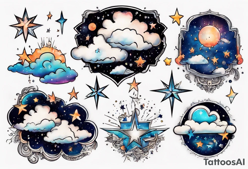 cloud with the date and stars tattoo idea
