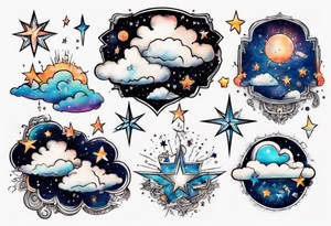 cloud with the date and stars tattoo idea