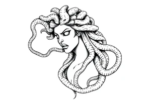 Scary Greek female god medusa with snake hairs tattoo idea