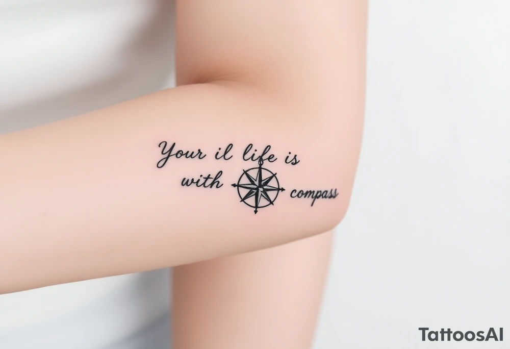 ‘Your life is a map with no compass’. With a small compass symbol tattoo idea