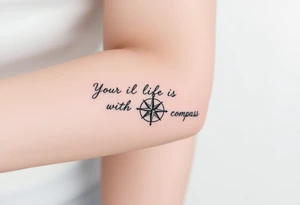 ‘Your life is a map with no compass’. With a small compass symbol tattoo idea