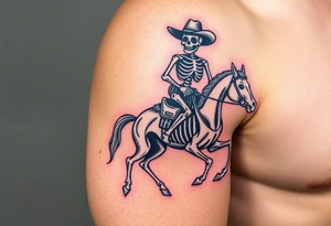cowboy skeleton riding a skeleton horse, tattoo idea