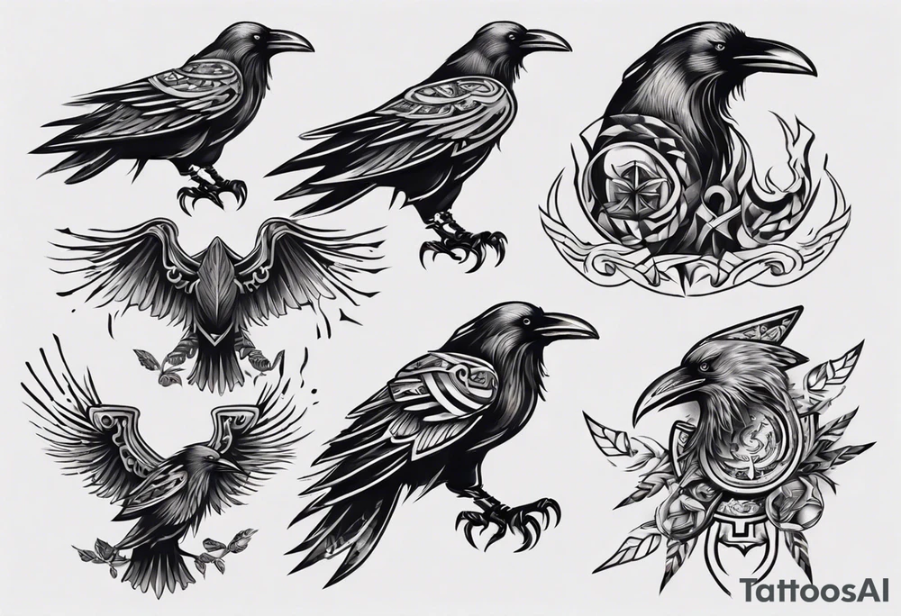 nordic style raven tattoo idea