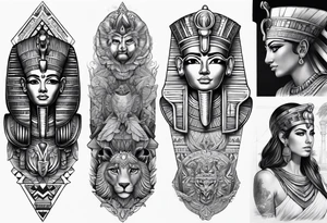 mix sleeve of egyptian and greek tattoo idea