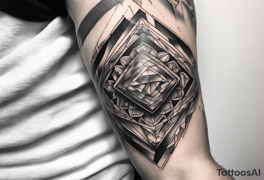protruding extreme pain elbow fragmented on arm tattoo idea