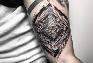 protruding extreme pain elbow fragmented on arm tattoo idea
