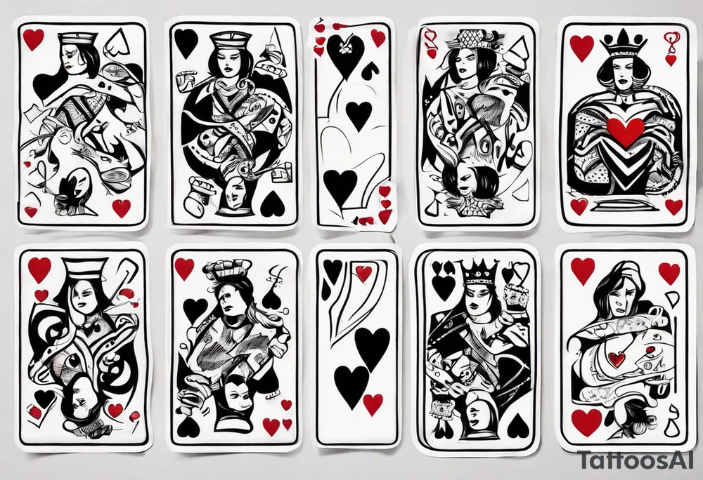 one queen of hearts card tattoo idea