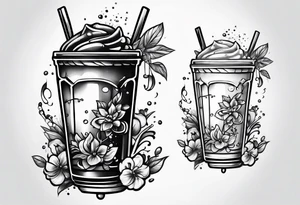 Dancing anime boba tea tattoo idea