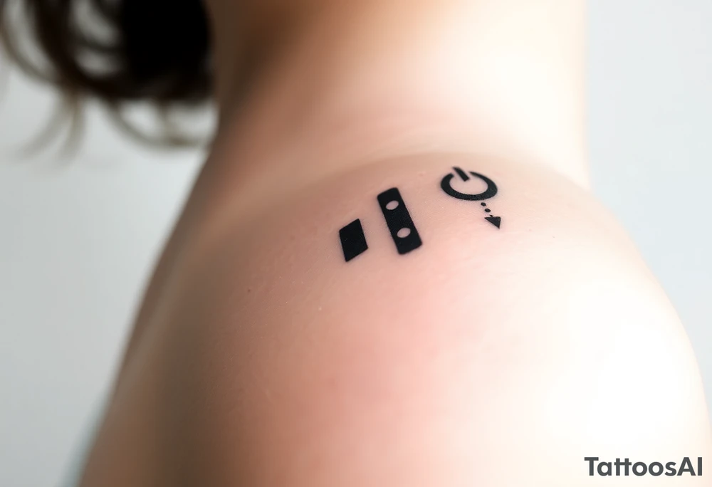 Powerful symbolic of play button, pause button, stop button and rewind tattoo idea