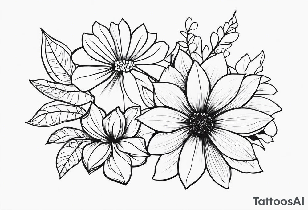 one simple and not too detailed flower in black and white tattoo idea