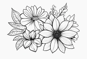 one simple and not too detailed  flower in black and white tattoo idea