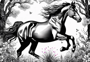 Turn pink ribbon into bucking horse tattoo idea