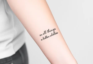 Linear tattoo symbolizing the phrase “in all things there is a hidden wholeness” tattoo idea