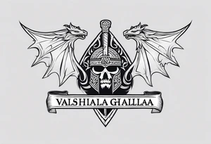 Valhalla sword dragon head axe viking church tattoo idea