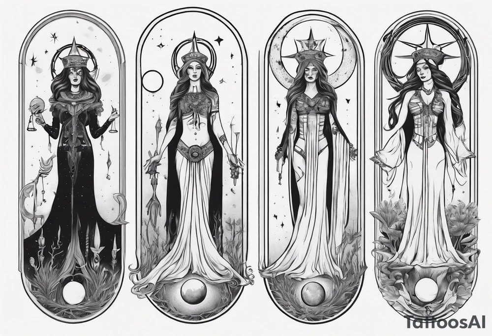 The High Priestesses and the moon. TArot. tattoo idea