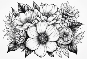 Neotraditional flowers tattoo idea