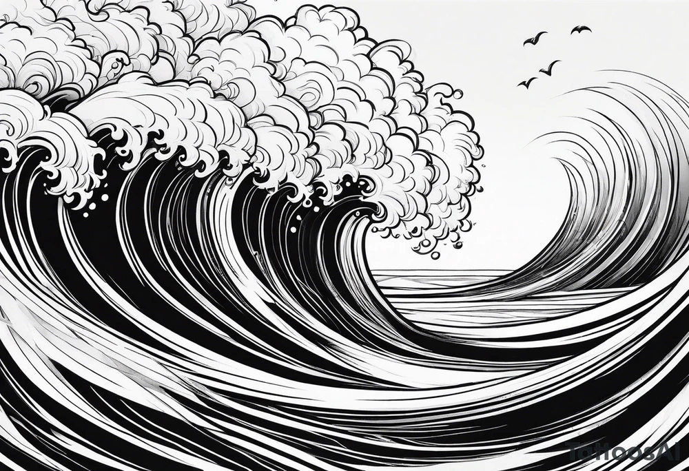 Ocean wave as a single line tattoo idea