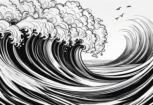 Ocean wave as a single line tattoo idea