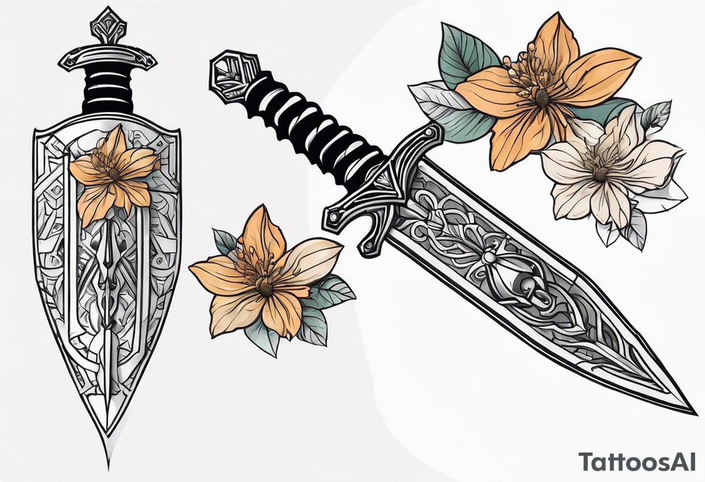 Sword going in to cicada sleeve tattoo idea
