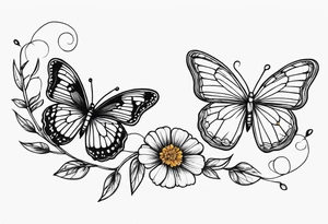 Small Butterflies with marigolds on a vine tattoo idea