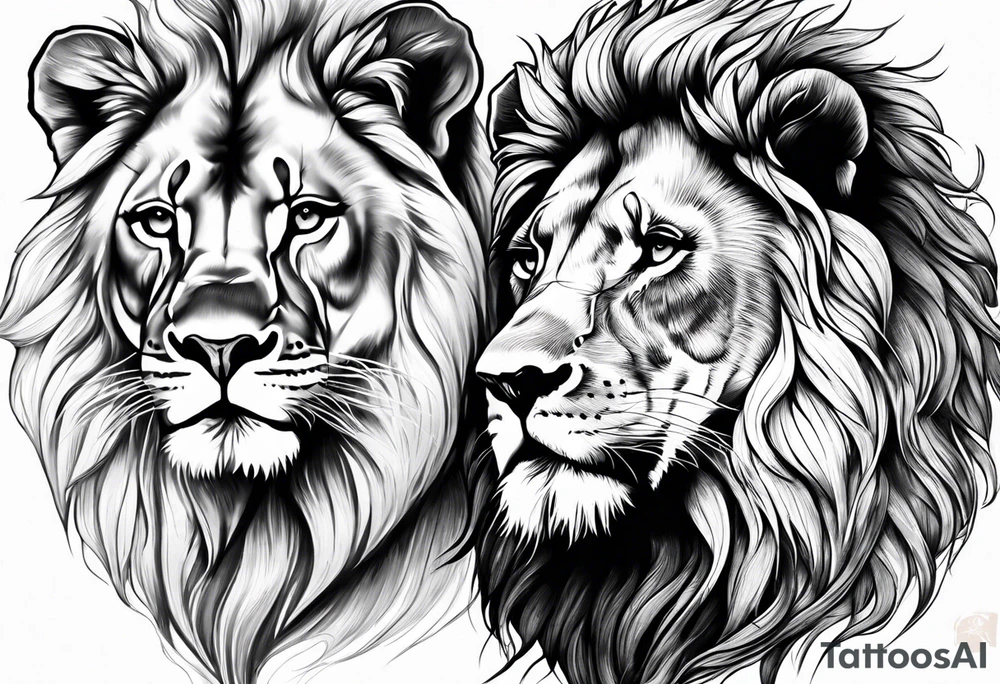 lion and lioness tattoo idea