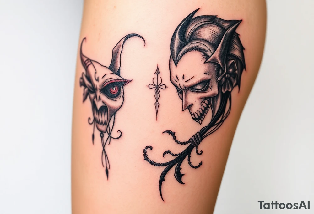 Something representing madness amd genius, good and evil, light and dark tattoo idea