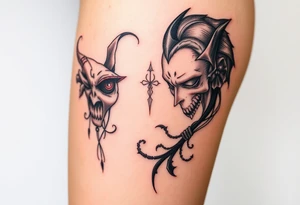 Something representing madness amd genius, good and evil, light and dark tattoo idea