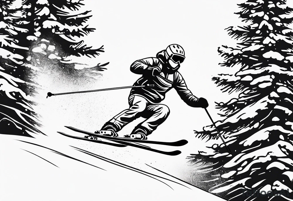 Skier in motion, single line tattoo idea