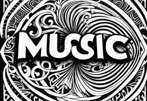 The word “music” twisted tattoo idea