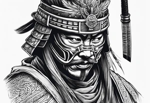 Winter  samurai with mask tattoo idea