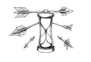 Detailed arrows pointing different ways with hourglass and compass over top tattoo idea