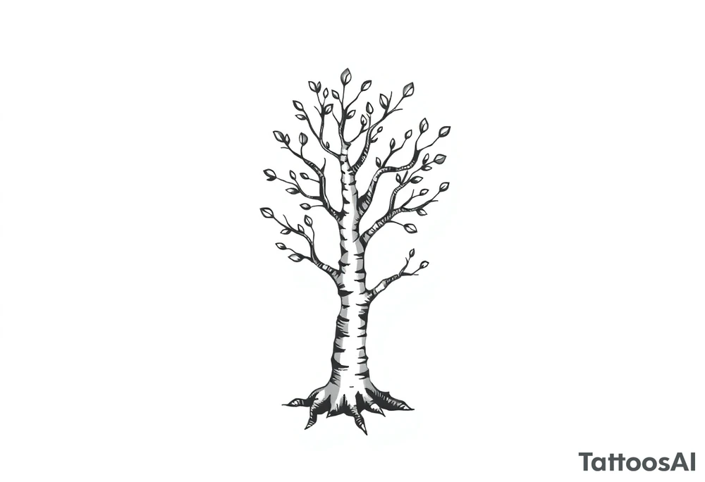 small birch tree tattoo idea
