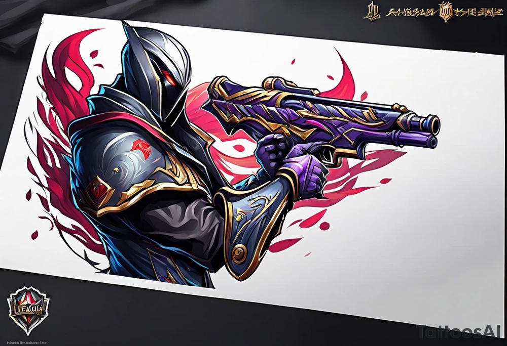 jhin for league of legends game tattoo idea