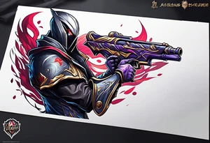 jhin for league of legends game tattoo idea